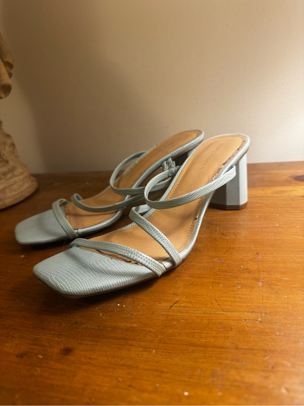 Marc Fisher Strappy Square-Toe Block Heel Sandals in Light Blue